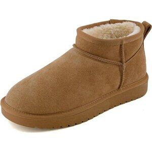 Women's Hip 2 Genuine Suede Ankle Snow Boots +Memory Foam/Water Resistant